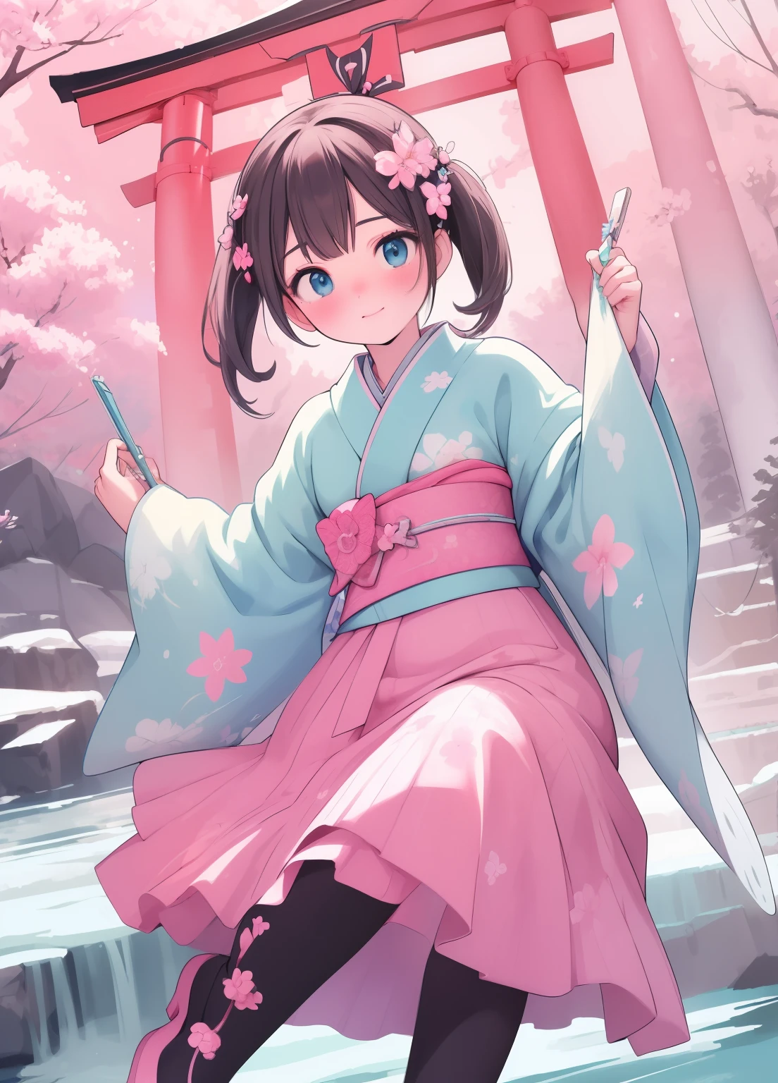 (masterpiece、Highest quality、Highest quality、Official Art、Beautiful and beautiful:1.2)、(One person:1.3)Hatsune Miku、Twin tails,Beautiful breasts, Katsushika Hokusai,((masterpiece )), (Highest quality), (Highest quality), ((Very detailed, 8K quality)), aesthetics, Cinema Lighting, (Detailed line drawing), break,
Very detailed (Fairy), (One person), Perfect Face, Details, Bob Cut Hair, blue eyes, eyelash, eye shadow, pink eye shadow, A light smile, Design art by Artgerm, by Kawashi, By Yoshitaka Amano,
break,
Absurd, Fairy female, Athlete-like figure, I had already finished, (Dutch Angle), ((Fairyの羽)), (Gothic Kimono), pantyhose, Sleeves are longer than the wrist, High heel boots, break, Japanese architecture, mount. Fuji Mountain, ((torii)), Winter Creek, (surrounded by ice crystals), (Ice Cherry Blossom Garden), Hexagon, Three-dimensional, amano yoshitaka,
break,
((Perfect Anatomy)), Nice body, Mid-chest, Very detailed指, The best move, Perfect Face, Beautiful Face, Beautiful Eyes, Perfect Eyes, Perfect Fingers, Correct Anatomy,