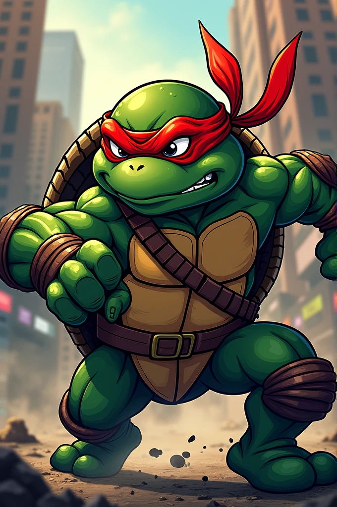 Creates a age Mutant Ninja Turtle with a Red Stripe on His Face Cartoon