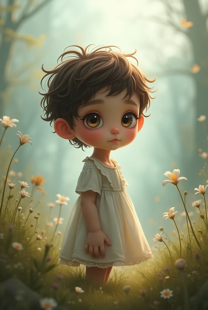 with brown hair heterochromia and white test