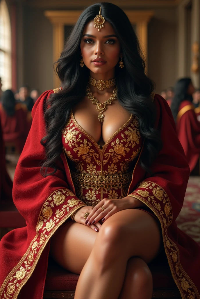 Wearing Academic regalia wealthy sri lankan beautiful girl( very big breasts and butt)sit