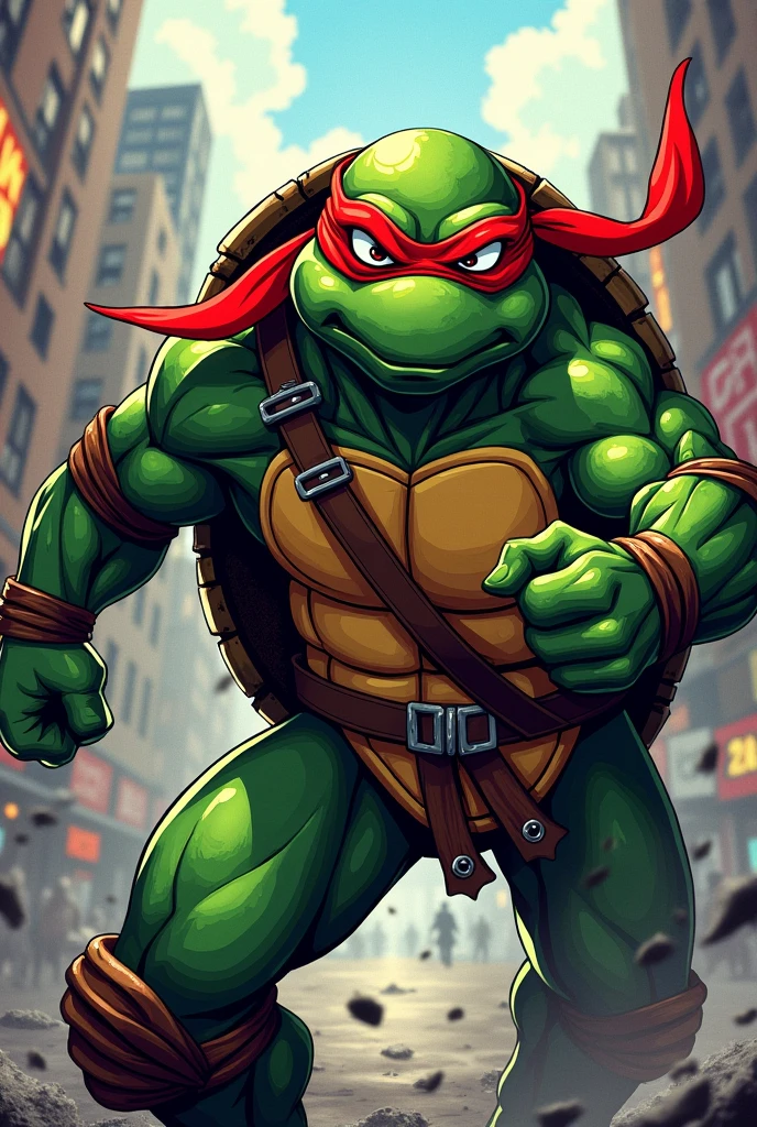Creates a Teenage Mutant Ninja Turtle with a Red Stripe on His Face Cartoon
