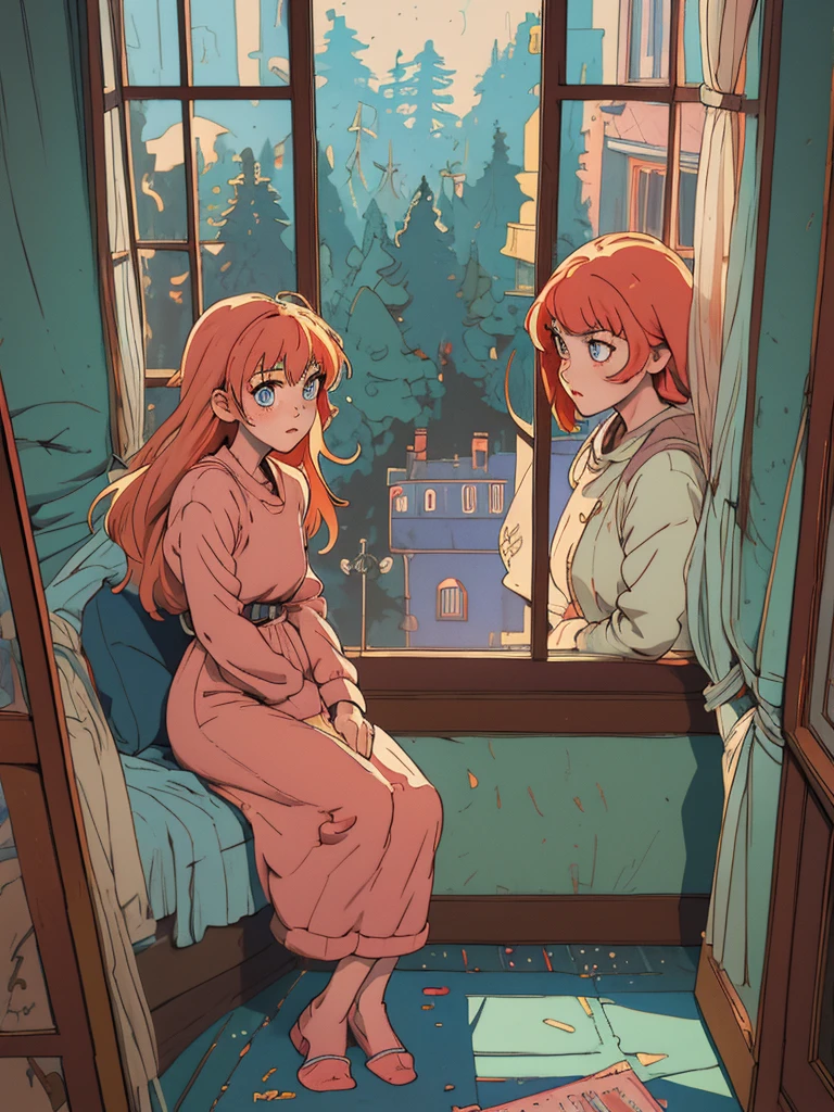 1gril, ((full body)), (best quality), cozy room, table, cofee, sofa, book, anime, girl, bedroom, window, bed, window, window, window curtains, window, window, curtains, window, curtains, curtains, curtains, curtains, lofi girl, lofi art, lofi artstyle, lo-fi art, anime vibes, lo-fi illustration style, anime aesthetic, lofi vibes, style of alena aenami