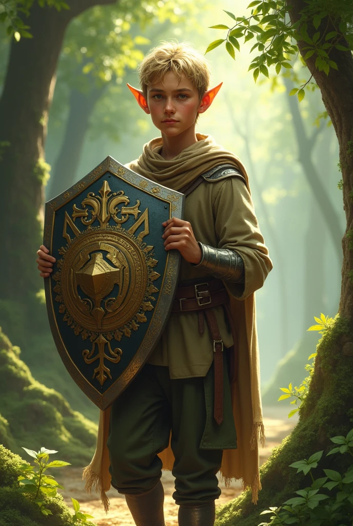 Elf male son squire shield