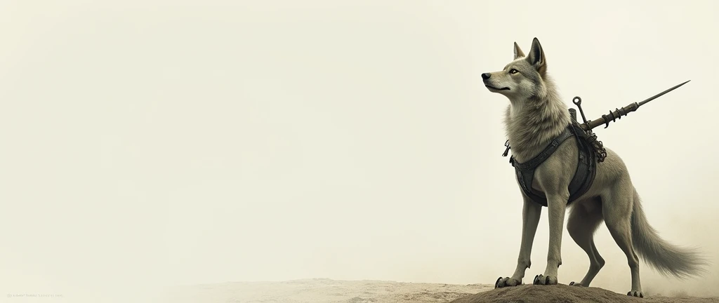 humanoid animal,wolves,discreet weapon on the back,guardian,offwhite