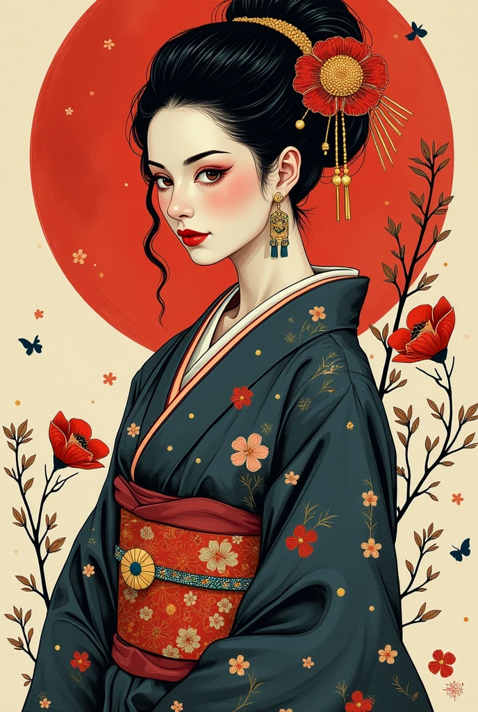 Expressionist artwork images of multiple japanese women, 3d style,