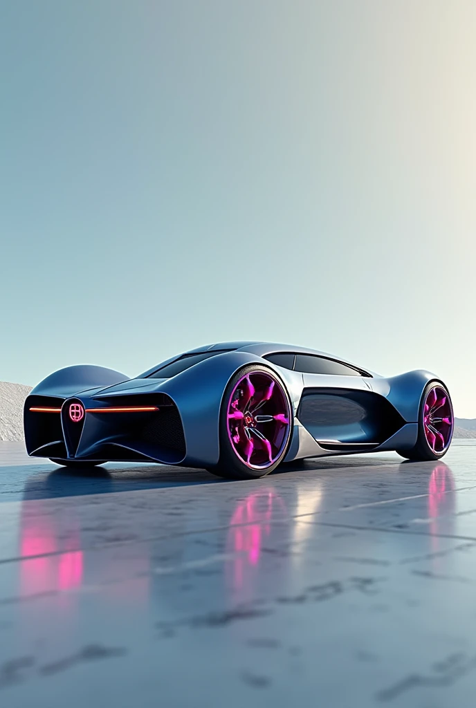 Bugatti brand car with wheels coming out colorful colors