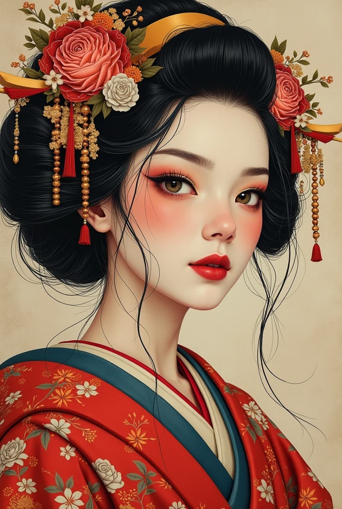 Expressionist artwork images of multiple japanese women, 3d style,