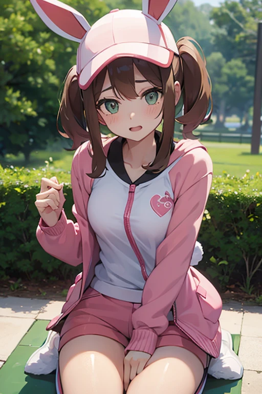 Undressing Bunny, Pokémon Trainer,((鞭)),Green and pink