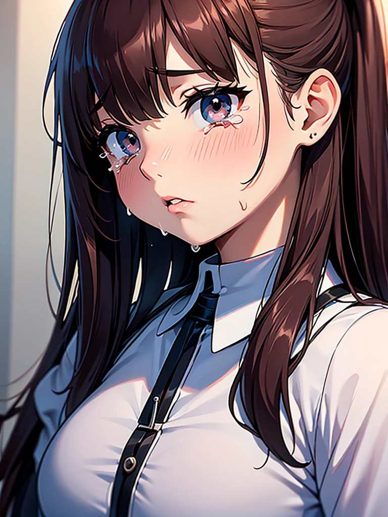 (best quality,ultra-detailed,highres:1.2),portraits,pov hands,grabbing breasts,closed eyes,casual_pose,no consciousness,school girl uniform,expressionless,shirt unbuttoned,boy wearing open shirt,innocent look、put her hands behind her head