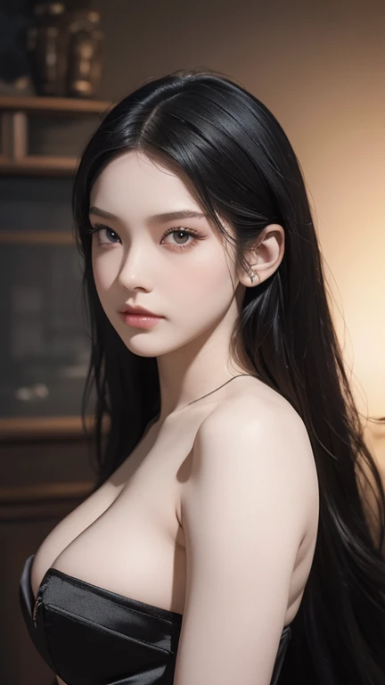 full body masterpiece, ultra realistic, 16k, high quality, incredibly detailed, dream aesthetic, dream atmosphere, cinematic, (sharp focus : 1.5), (photorealistic : 1.3), gothic (Gorgeous gothic girl), female beauty, defined jaw, square face, wonderful gothic girl (enchanting seductress), cinematic, detailed, 16k sharp focus, realistic. wonderful. Seductive (evil). Dark hair (realistic texture), highlighted, silky and shiny hair, detailed hair (realistic), black hair (natural). wonderful detailed face (enchanting seductress). blushed cheekbones (rosy cheeks), tanned skin, (white skin) alabaster skin that seems to glow ethereally. Her attire is gothic. Voluptuous shape. turquoise blue eyes (evil eyes look). a symmetrical face ::2 gothic clothes + ArtStation Trends + fantasy art + realistic cloth + fractals in the background, loose hair --aspect 9:21 – enhance your unearthly beauty. realistic skin texture, pale white skin illuminated. realistic perfect shading. absurd, realistic textures. alone, alone, 1 girl. Looking at the viewer. muscular female body, hot body, toned body, defined muscles. big natural breasts, cleavage. pantyhose, gothic (black) dress (realistic texture). In different positions at different angles. Bedroom background. incredibly real, best quality, photorealistic.