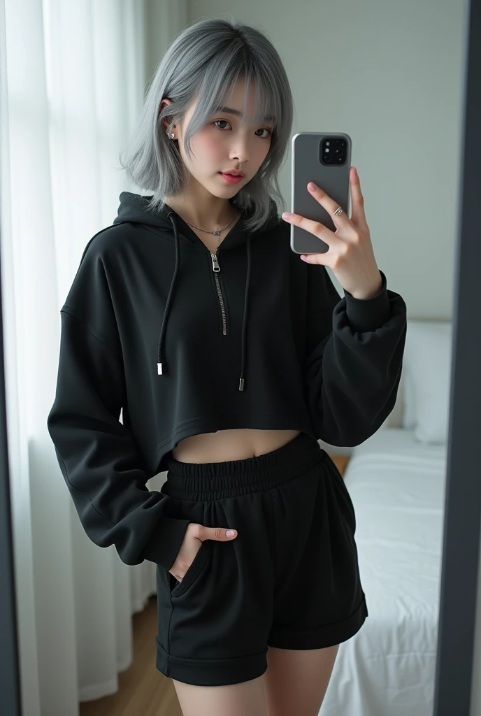 raw photo, intricate details, textured skin, dynamic pose, shot from below, 1girl, pale skin, drunk, beautiful, innocent, bonnet, freckles, choker, black oversized hoody, small waist, (wide thigh gap:1.3), sitting above kitchen sink, best quality, 16k, masterpiece