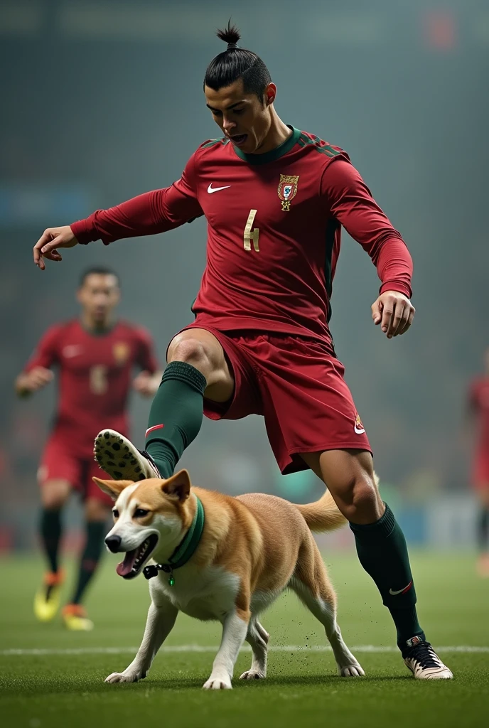 Cr7 kicking a dog


