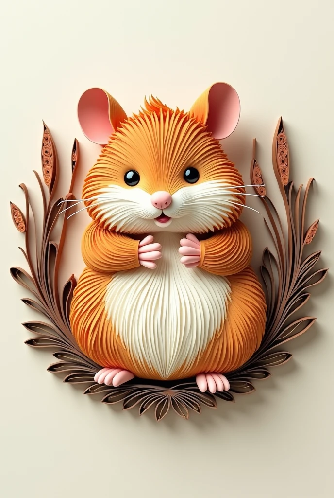 Make a quilling circle out of chubby and tender hamster paper, but the quilling should be its cheeks, hands and body.