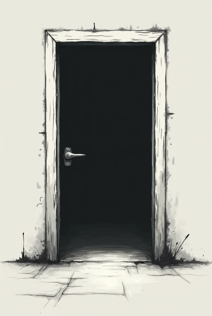 You could create an image that is an icon for a game called testing place and you would like this icon to have a minimalist black and white door that has horror touches..
