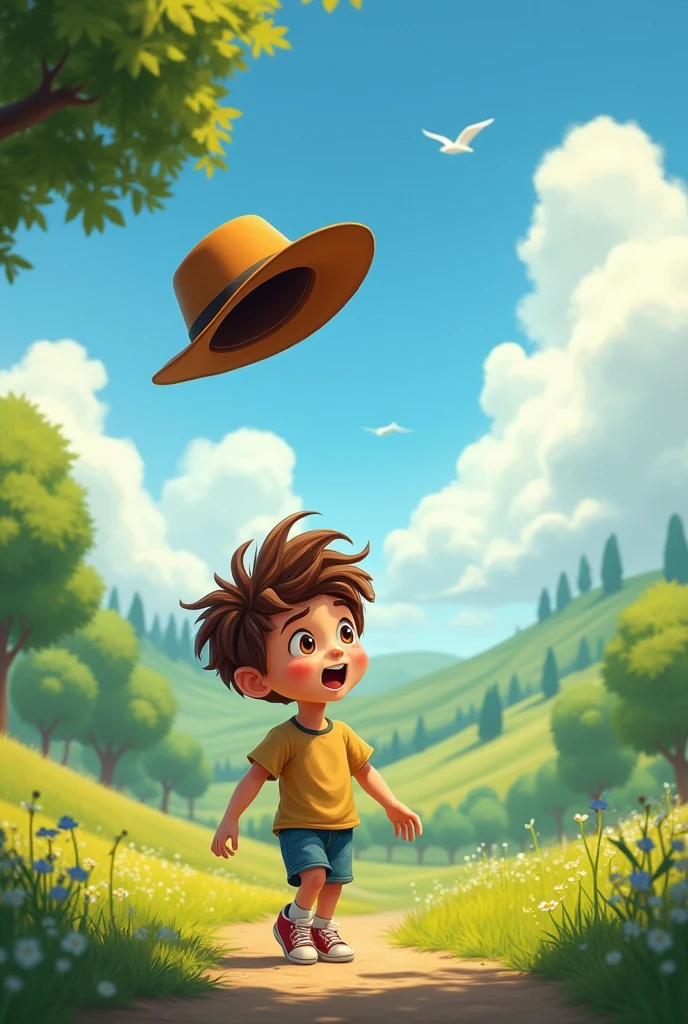 On a windy day, A boy named Thomas lost his favorite hat while playing in the park. 