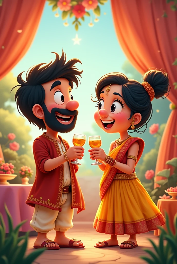  Small Shaadi Karta hua aadam with friend drink cartoon 