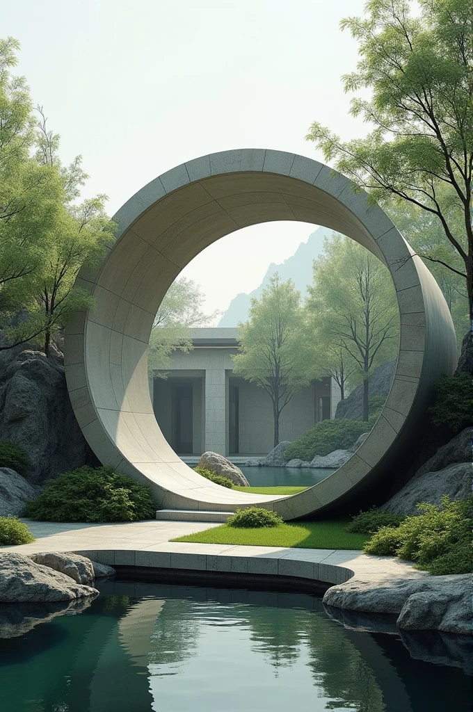 Create a circular minimalist building 