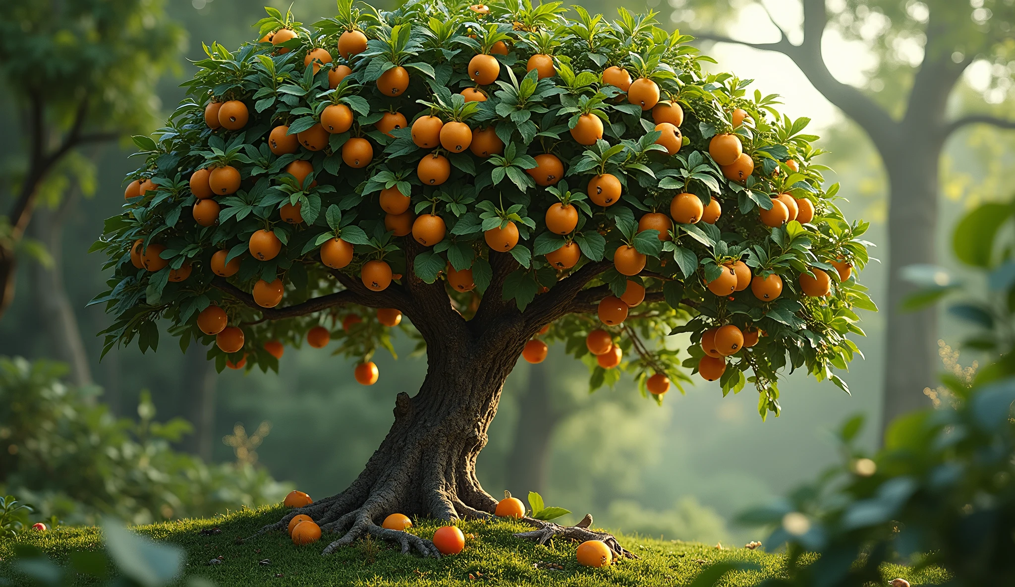 Fruit tree bearing fruit safe for its kind, And God said, the fruit tree yielding fruit after his kind, whose seed is in itself, upon, 32K UHD, Style Raw, detailed.