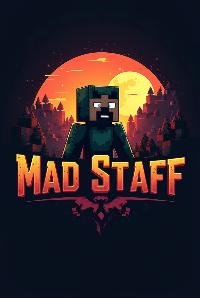 logo de Minecraft con el nombre MaD staff