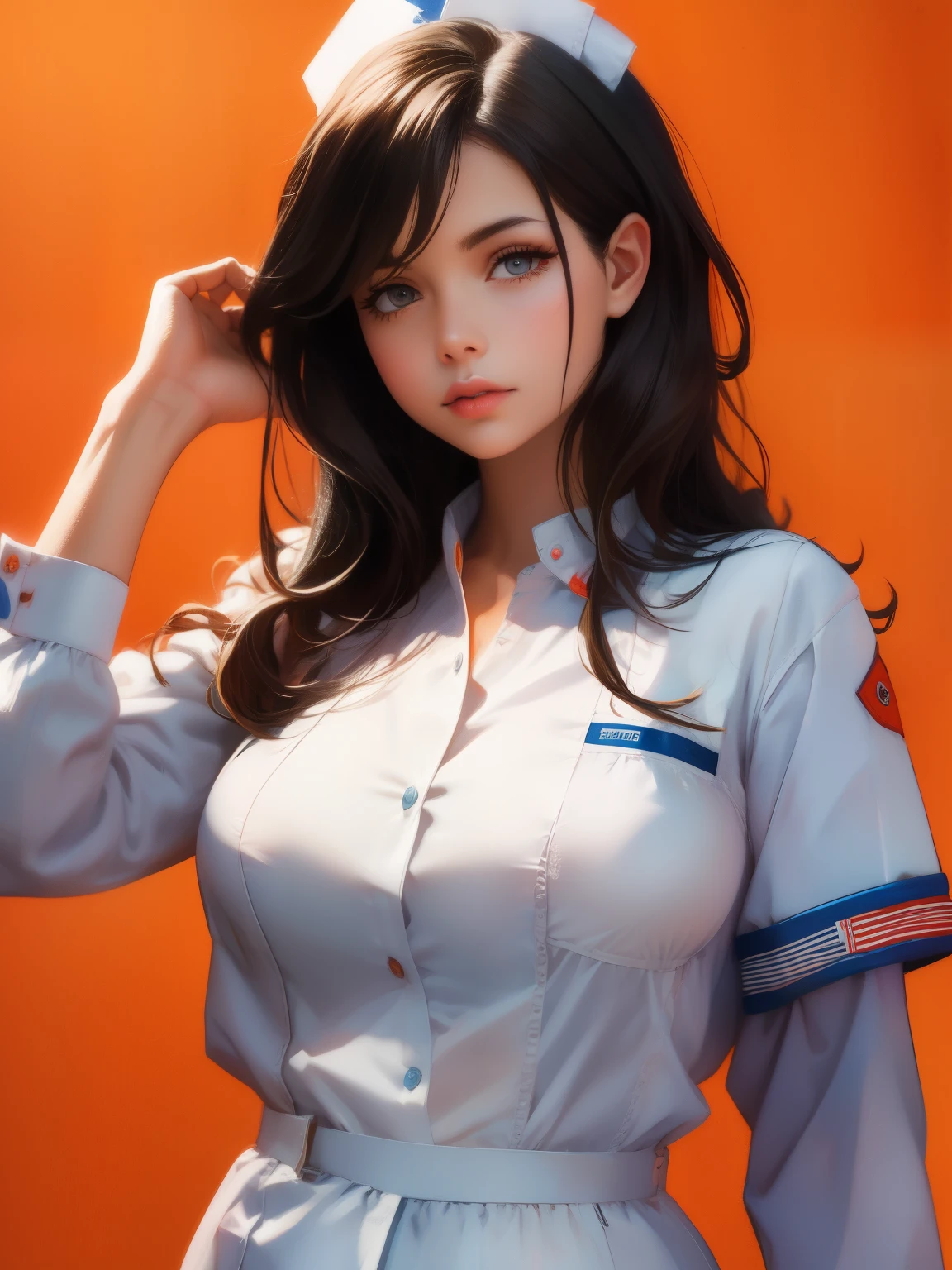 Ultra HD、Photorealistic,Gal in a nurse&#39;s uniform、Brown skin、Stylish underwear、20-year-old