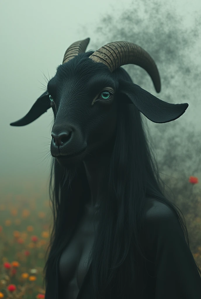 Create a mobile wallpaper with a baphomet with breasts the size of your head and a goat&#39;s face and showing its huge open anus 