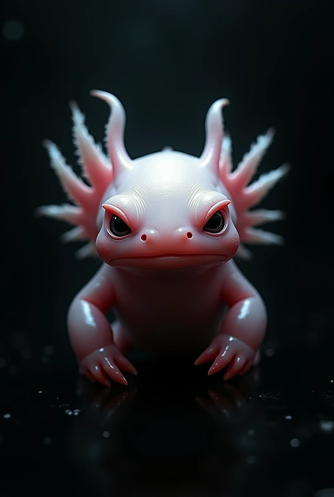 Axolotl with angry black background