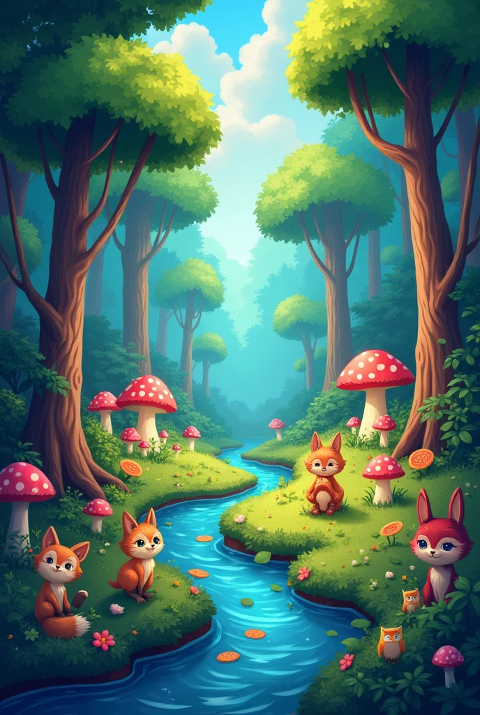 colorful animated forest for pc wallpaper