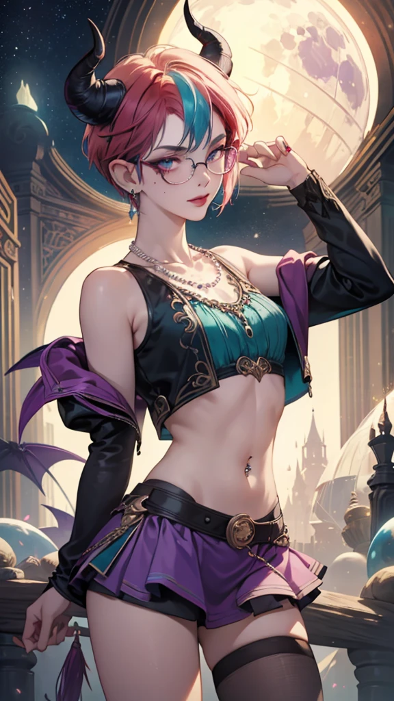 (8K,Photorealsitic　Raw photography　top-quality;1.4) (1 boy) Super handsome(Lifelike face) 　(Short-haired purple hair)　slender body　Muscular and macho　Golden big eyes　Metallic black and purple aristocratic costume　Golden decoration　Fangs peeking out of the mouth　sharply pointed claws　A seductive gaze　Beautiful expression　A hyper-realistic　(King of the Underworld)　enticing　(real looking skin)　超A high resolution　high detal　Luxurious black and purple trousers　Pointed ears