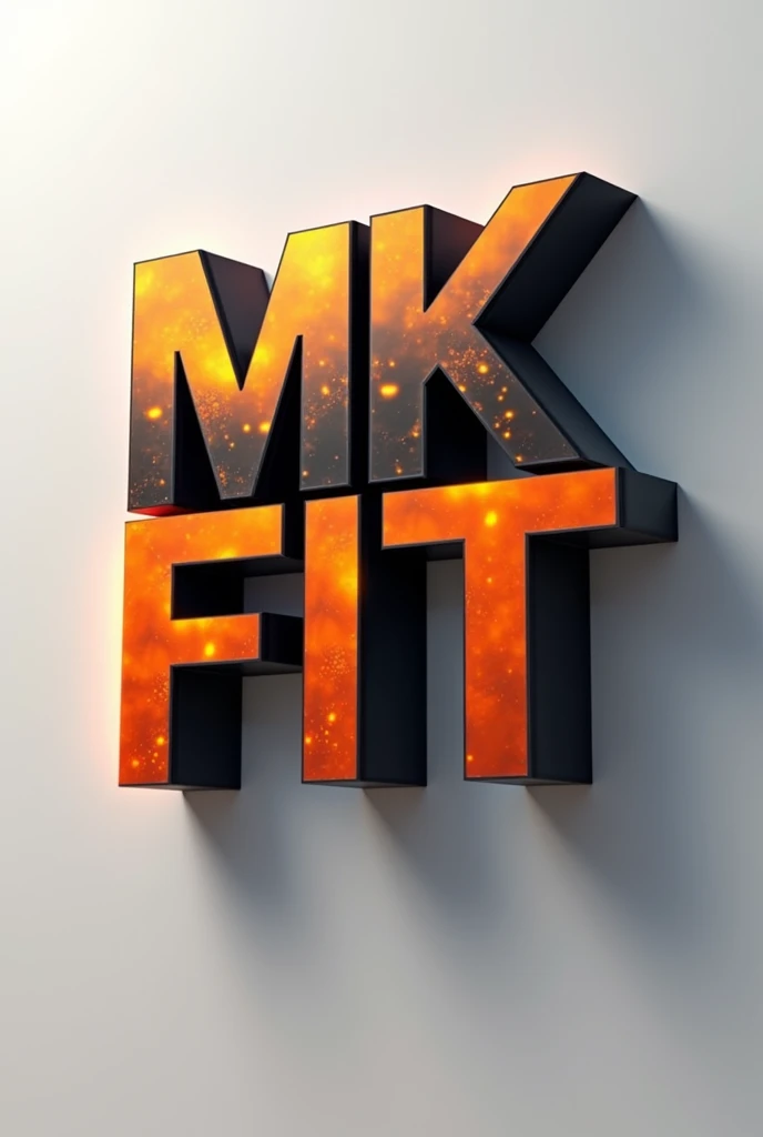 Create MK FIT logo & imports em 3D com a cor preta, orange and white