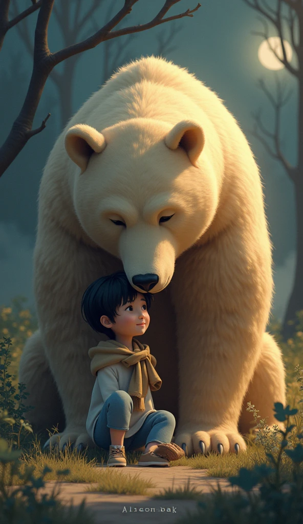 Each night, The bear gave him comfort and company.