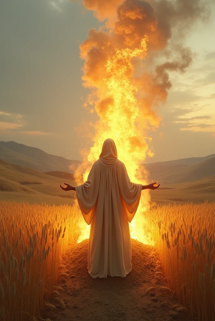 An offering of burning wheat