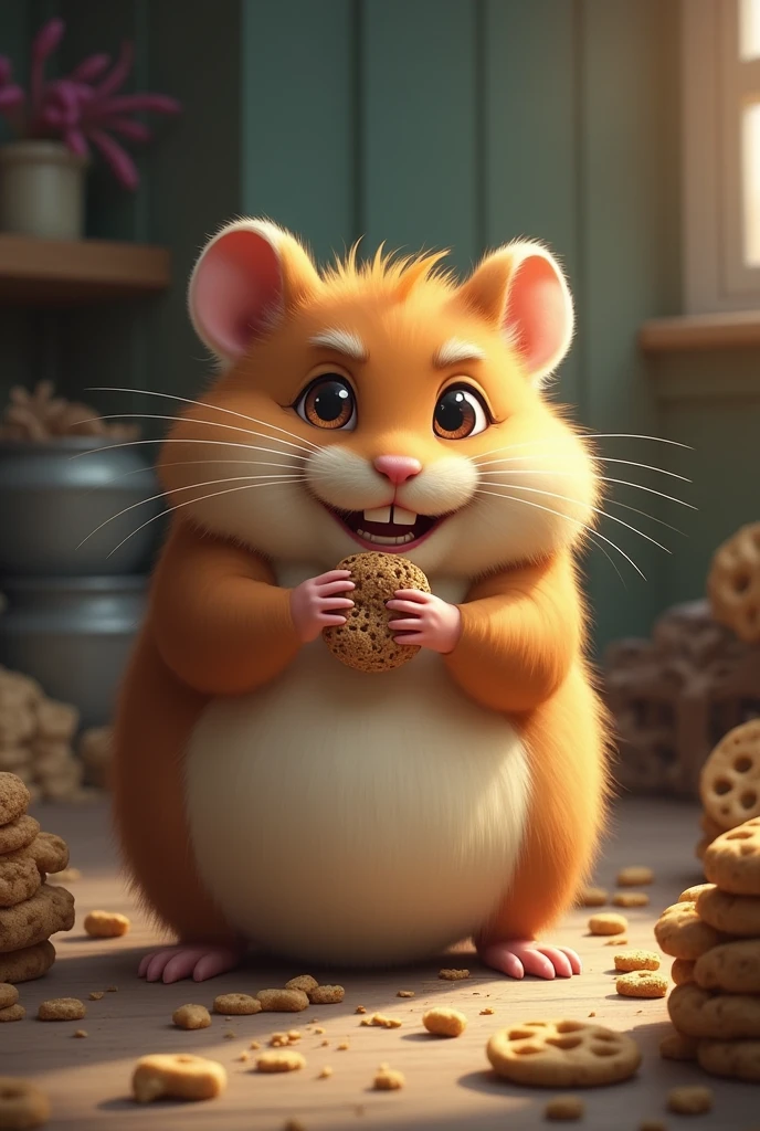 Make a super fat cute villain hamster
