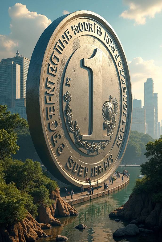 A gigantic Brazilian one real coin