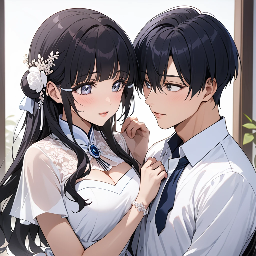 ((Highest quality)), ((masterpiece)), (detailed), (Perfect Face)、The woman is Aoki Reika, a Korean woman with semi-long hair.、The woman is getting married to a Korean man in Korea.