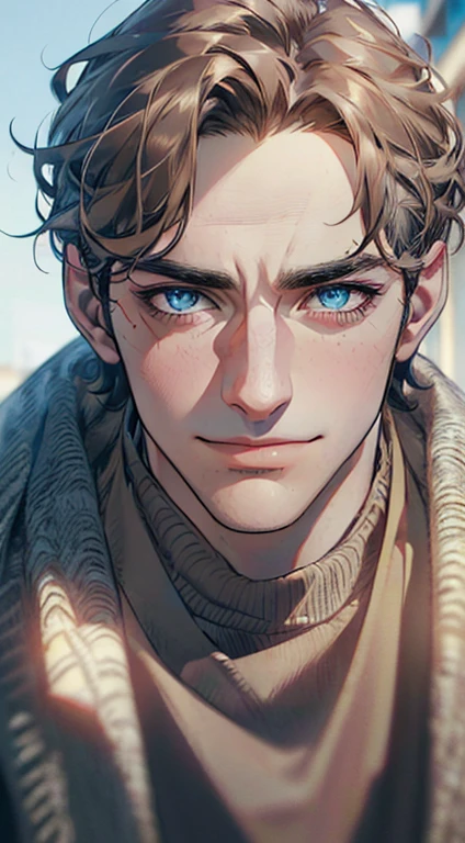 (best quality,4k,8k,highres,masterpiece:1.2),ultra-detailed,(realistic,photorealistic,photo-realistic:1.37),1 man,3,mature man,very handsome,without expression,smile,short grey brown hair,blue eyes,penetrating gaze,perfect face without errors,imposing posture,businessman,office background,cinematic lighting,hdr image