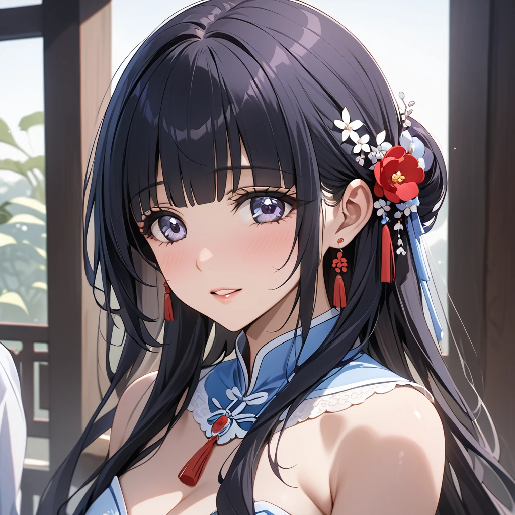 ((Highest quality)), ((masterpiece)), (detailed), (Perfect Face)、The woman is Reika Aoki, a Chinese woman with semi-long hair.、The woman is getting married to a Chinese man in China.