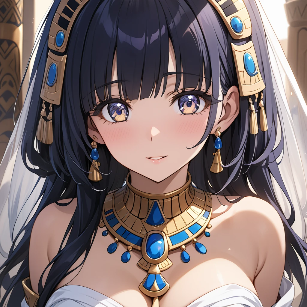((Highest quality)), ((masterpiece)), (detailed), (Perfect Face)、The woman is Reika Aoki, with medium-long hair and the appearance of an Egyptian woman.、The woman is getting married to an Egyptian man in Egypt.