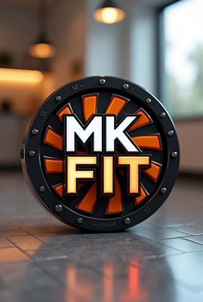 Create MK FIT logo & Imports em 3D com a cor preta, orange and white 
