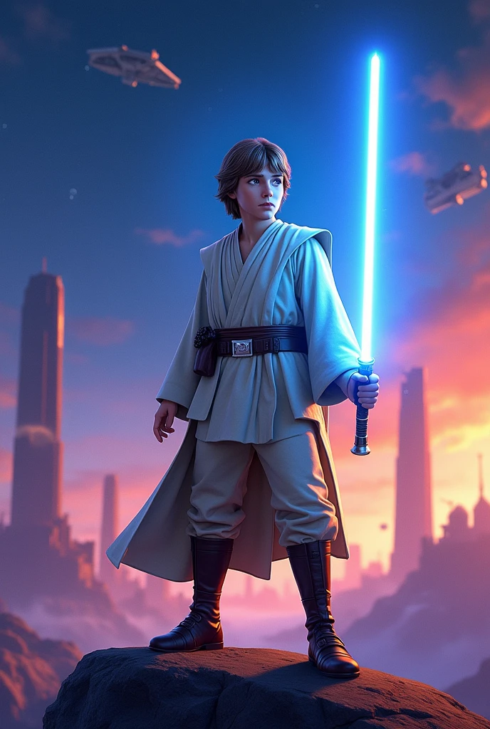 Star wars banner pixar luke sabre azul