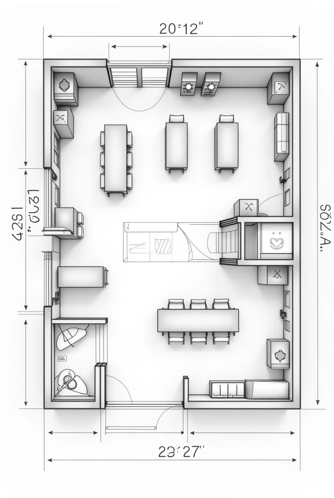 Architectural plan of a classroom from above