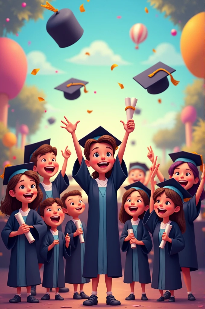 Cartoon characters graduated