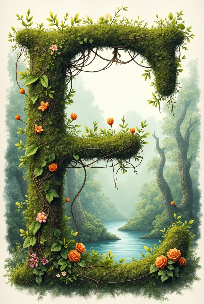 Drawing of the letter "E" na natureza