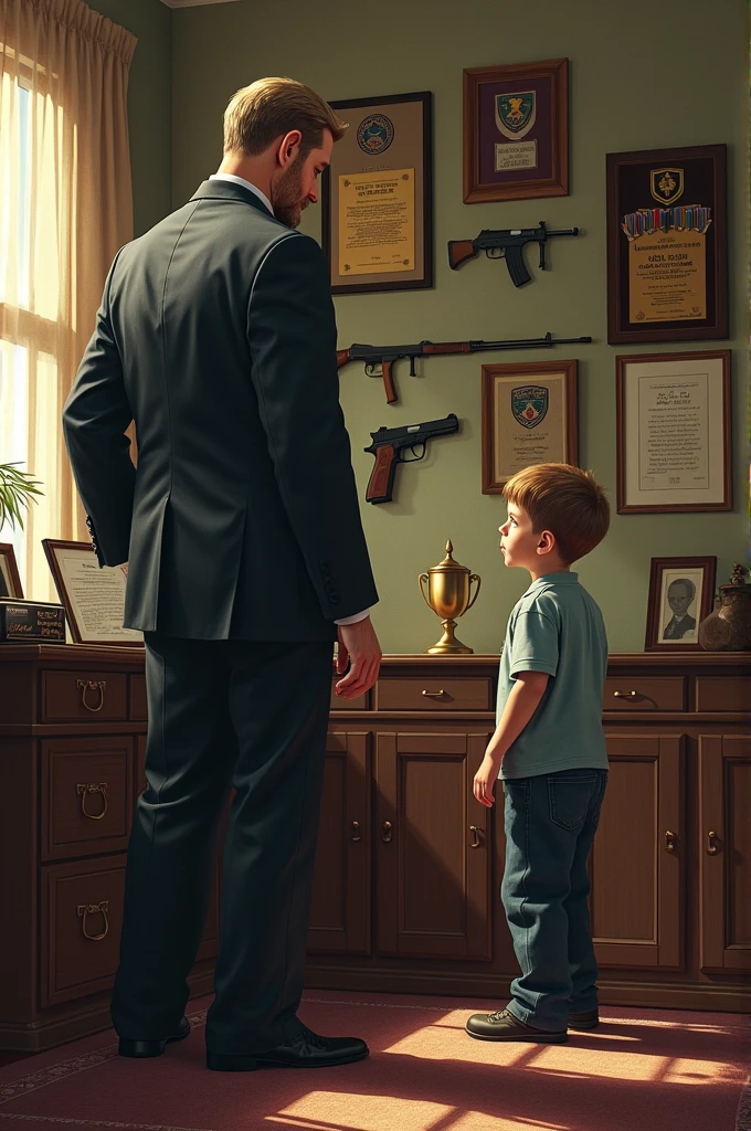Father snapped at me once, caught me
Sneaking around his office at home
looking at the stuff on his wall
Handguns
Plaques, a sword, medals, a rifle