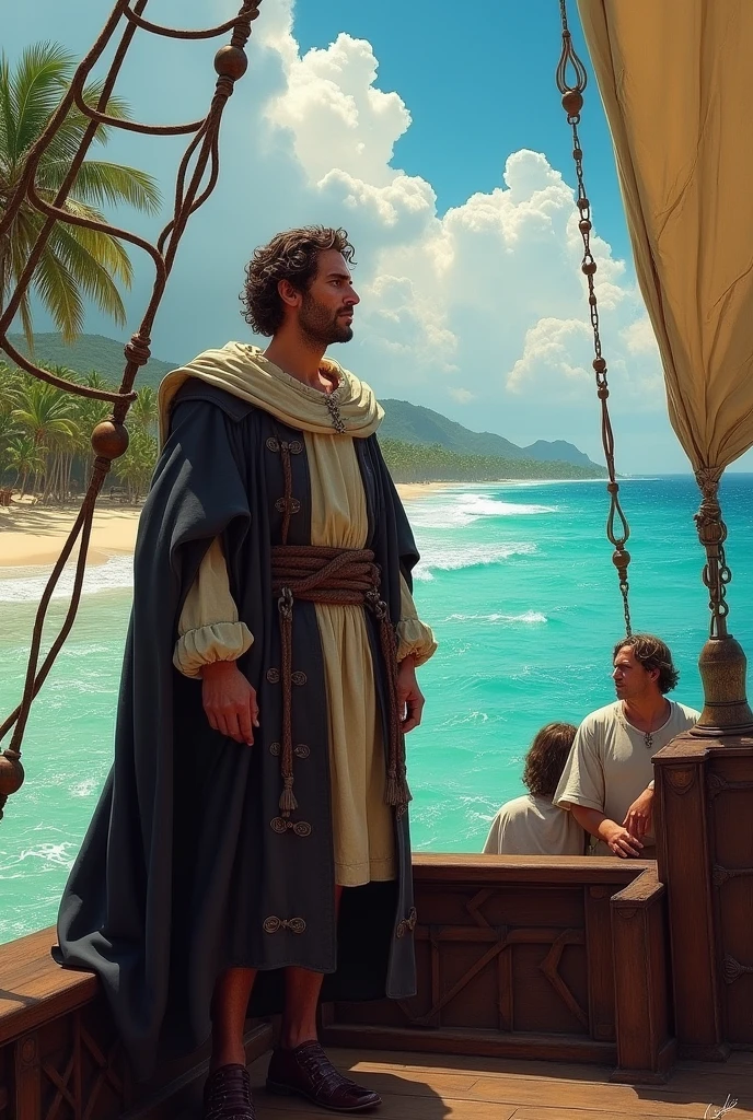 Create Christopher Columbus arriving in America 