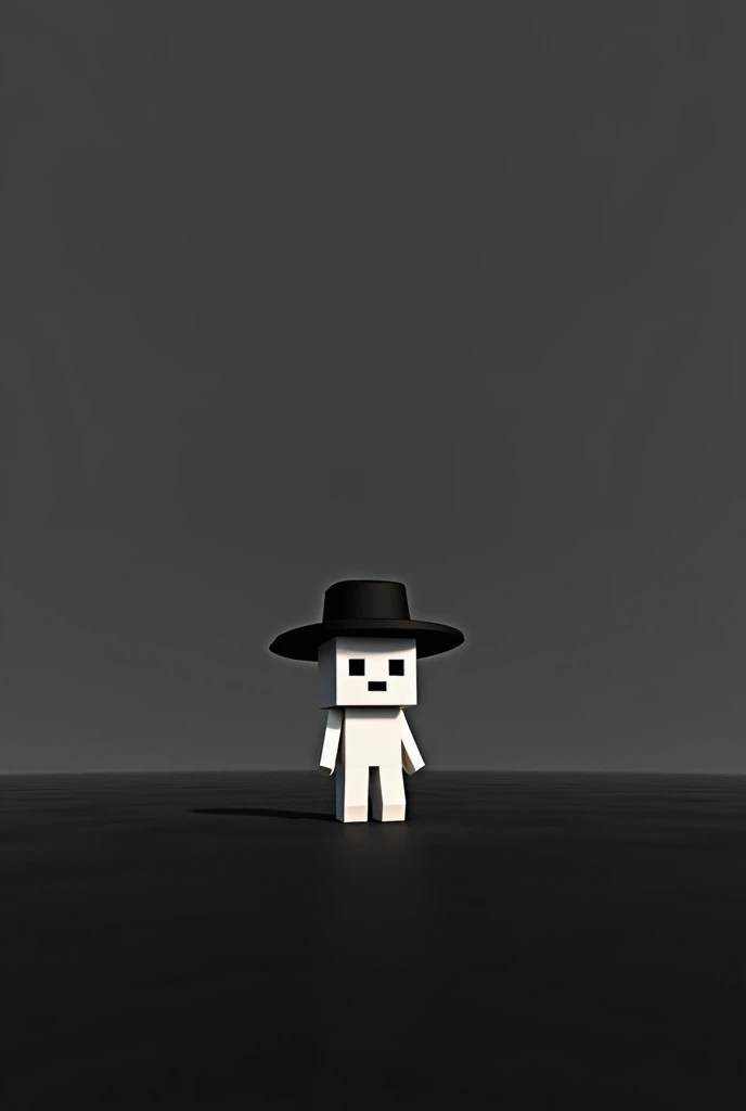 White Minecraft doll in a black hat field