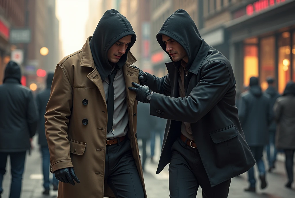 robbers stealing, without weapon, to another person, on the street, during the day