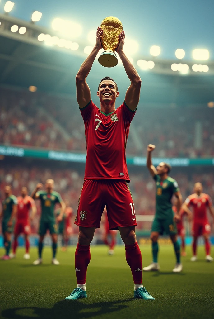 Cristiano Ronaldo winning world cup trophy
