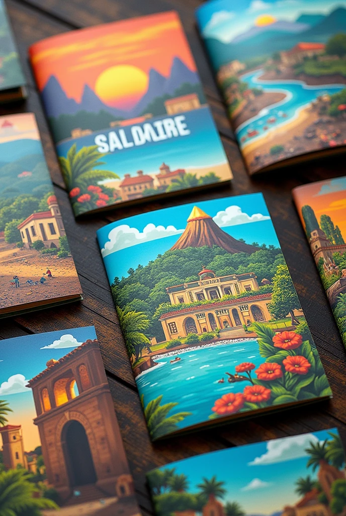 Create a brochure of tourist places in El Salvador with text in Spanish and images measured in "11x8.5"
With front and back cover pages 