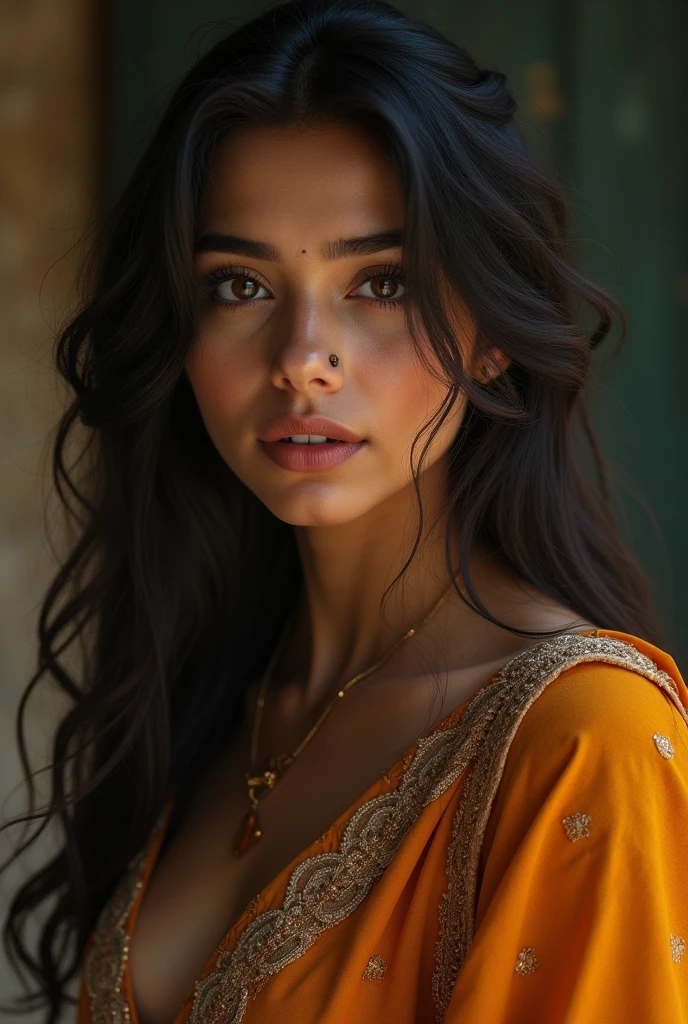 (Masterpiece, realistic, photorealistic, 1girl, hyperrealistic, detailed face, beautiful detailed eyes, beautiful detailed lips, extremely detailed skin, long eyelashes, intricate details, cinematic lighting, dramatic lighting, color palette, chiaroscuro, oil painting, digital art, concept art, 8k, high resolution, ultra Detailed) lovly young aged Indian young women:1.1, Beautiful curvy full body, (Indian milf showing off huge cleavage:1.2) and (huge saggy breast:1.4), front open blouse, without sarre, (full body Soaked in sweat:1.2)( oversized blouse)(saggy :1.4)(huge saggy breasts:1.3) erected nipples,(thick thighs:1.1)erotic,bold seducing:1.4, (without saree:1.1), blouse, cuming facial expressions:1.3,( lying down random front up seducing poses:1.4),indian traditional outfits saree, valley, breastfeeding:1.4, kissing photography, prime lens cinematic, professional, background of forest beautiful forest big breast sexy pose smile face