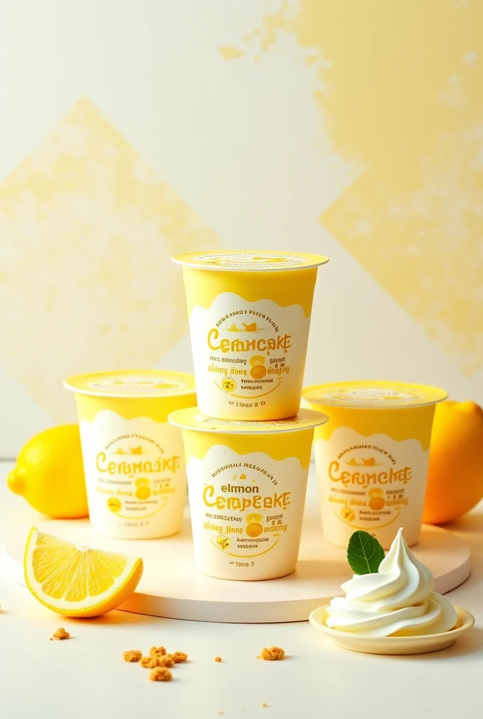 Help me create the packaging for a six pack of lemon cheesecake flavored yogurts